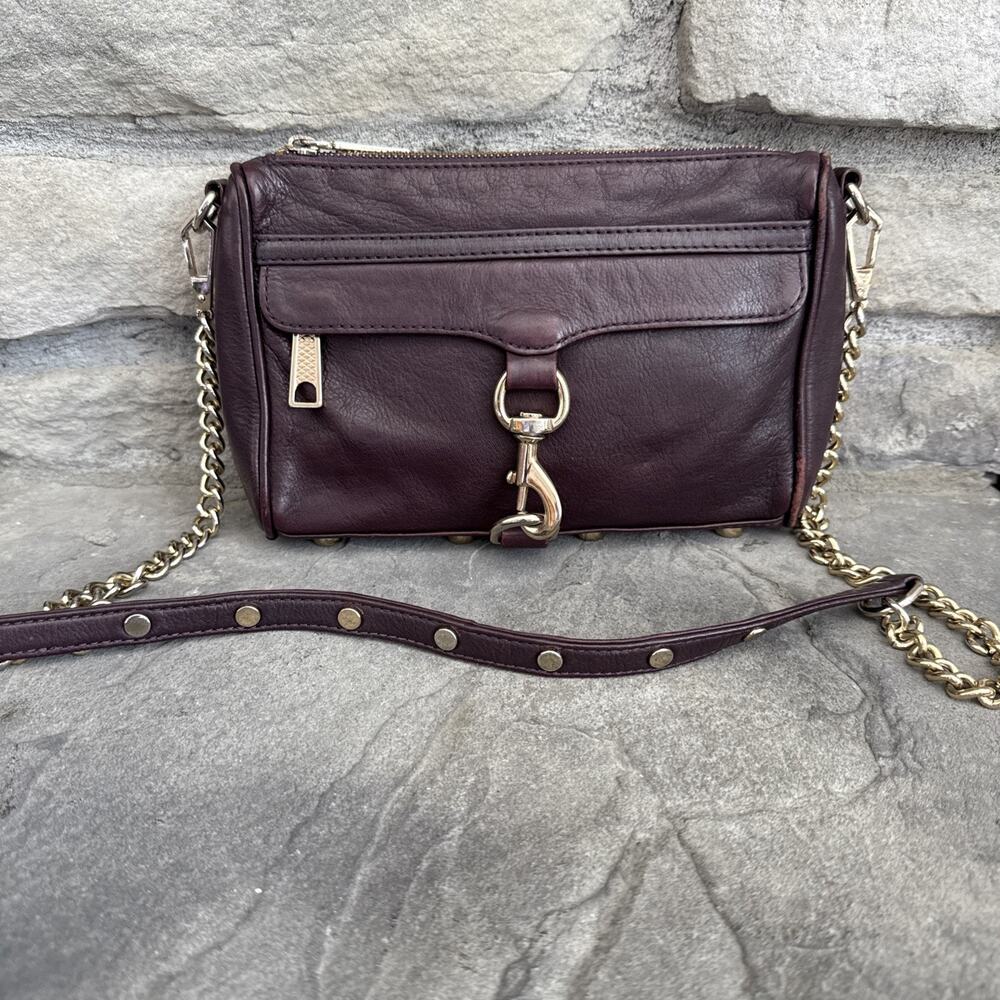 Rebecca Minkoff Mini Mac Oxblood Burgundy Leather Small Crossbody Handbag